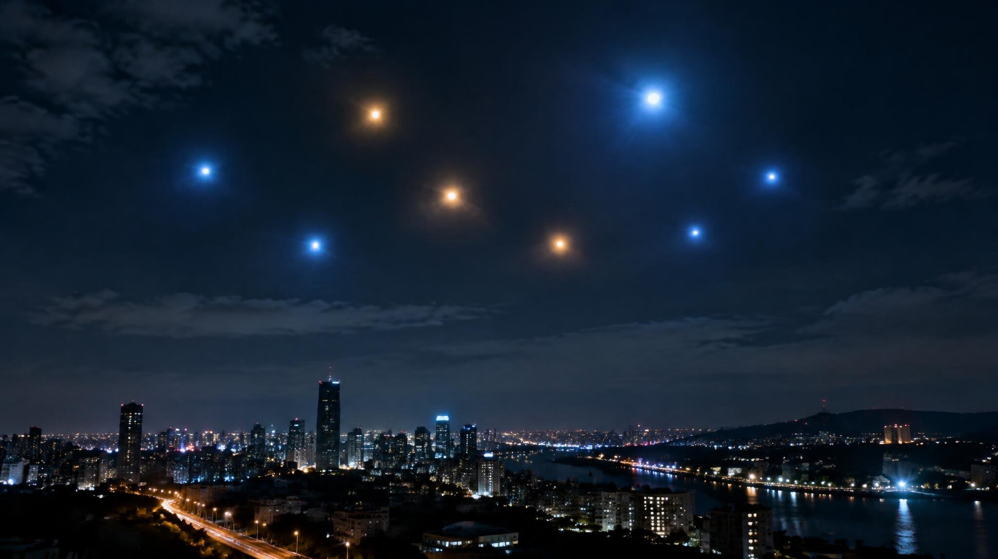 mysterious lights in night sky